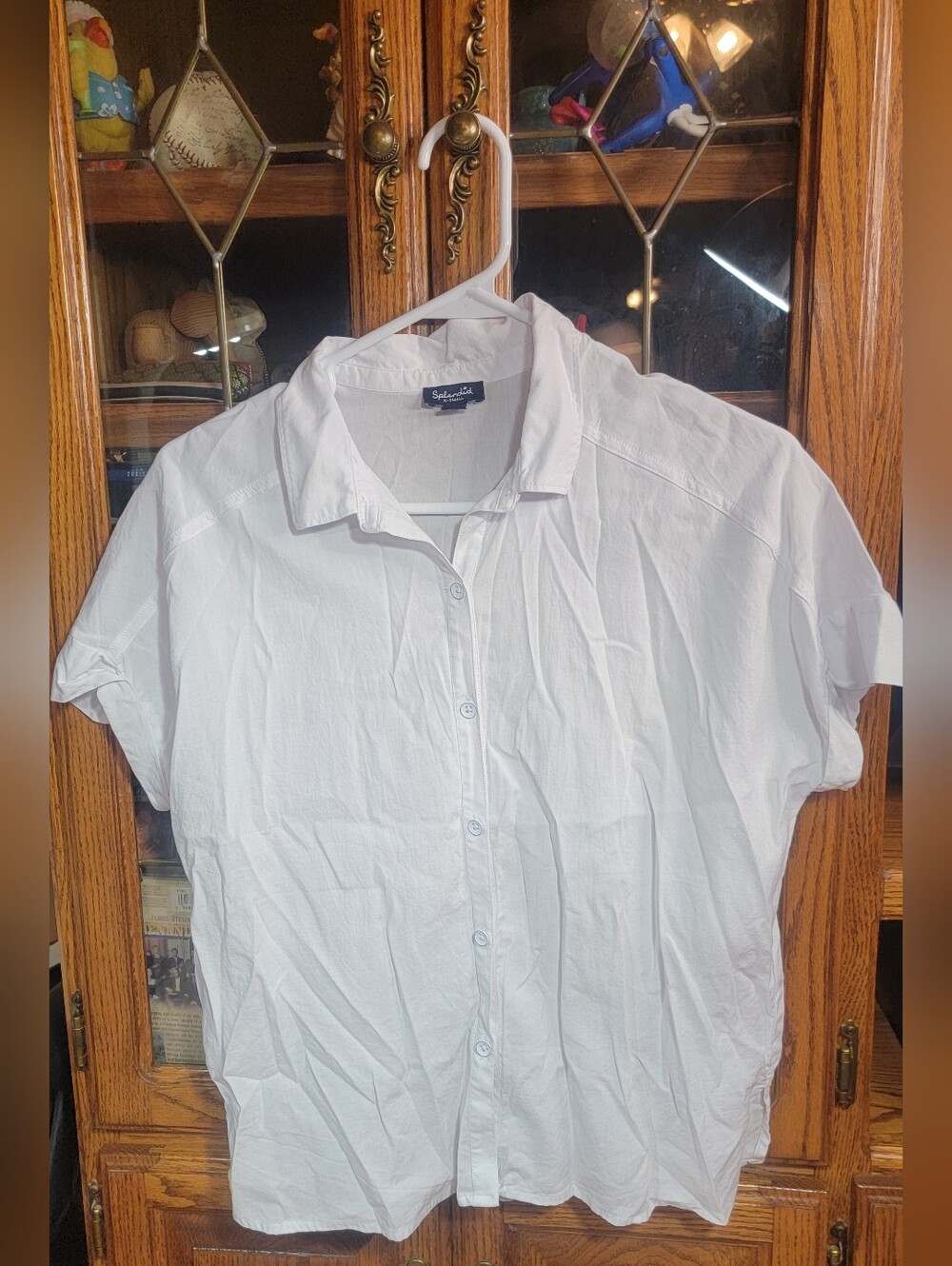 Splendid Women's White Short-Sleeve Button-Up Shirt Size XSmall